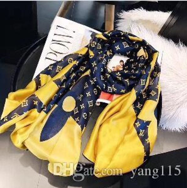 

designer brand silk scarves factory price wholesale 100% silk scarf fashion girl accessories head scarf women 180x90cm, Blue;gray
