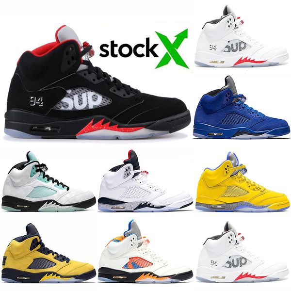 

2020 quality classic jumpman 5s og sup black white stock x basketball shoes 5 v blue suede island green international flight trainer