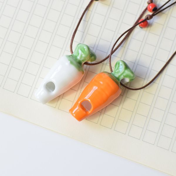 

hand-woven whistle necklace small pendant colorful ceramic whistle necklace womens cartoon radish whistle necklace, Black