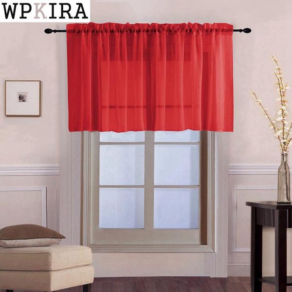 

window voile drapes roman tulle kitchen pure color simple sheer short curtains valance for bay window door decoration 184&30