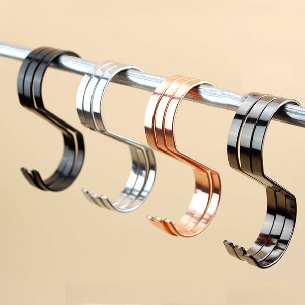 

5pcs/lot stainless steel s shaped hooks clothes hanger silver/black/gold/rose gold pants bag hanger rack dropshipping wholesale