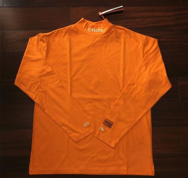 

18ss Heron Preston Mens Designer Long Sleeve T-shirts Summer Male Female Pullover Hip Hop Bottoming Shirts Stand Collar Tops