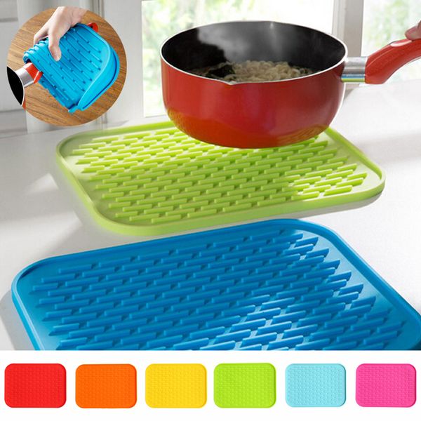

1pc rectangle heat resistant mat silicone non-slip trivet pot pan holder mat pad for kitchen accessories