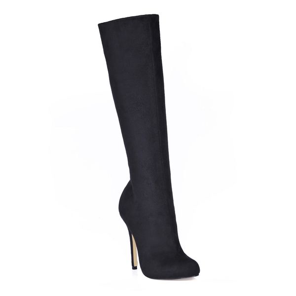 

chmile chau fashion party shoes women stiletto high heels lady knee-high boot zapatos mujer bottes genoux femmes 0640cbt-b2, Black