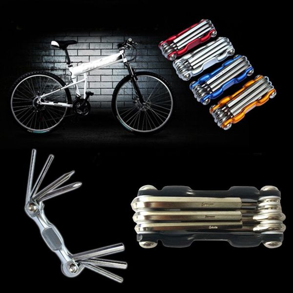 

7 in 1 bike hex wrench screwdriver portable bicycle black, silver, gold, blue, red repair tool kit