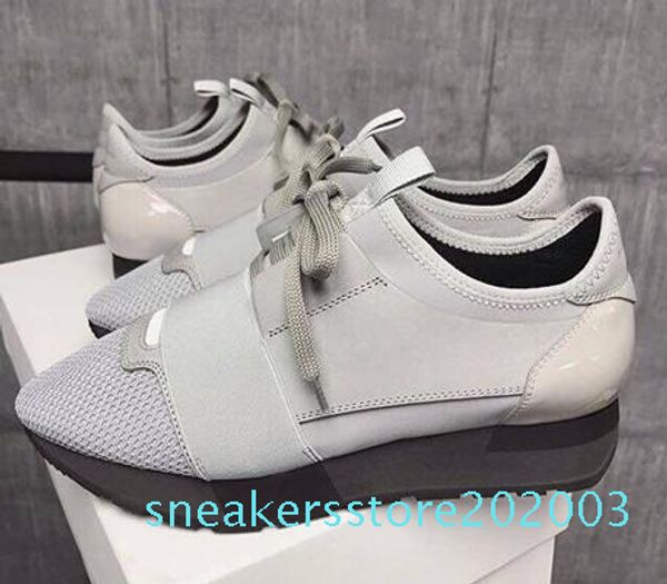 

classic brand designer sneakers men fashion leather mesh mens womens race runners trainer shoes s03, Black