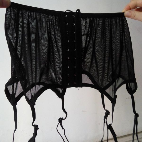 

high waisted lace garter belt hollow out suspender temptation lingerie wedding garter for stocking, Black;white