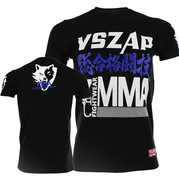 

vszap mixed martial arts men t shirt short sleeve coach clothes fitness fight customized wulin wind thai boxing, Black;red