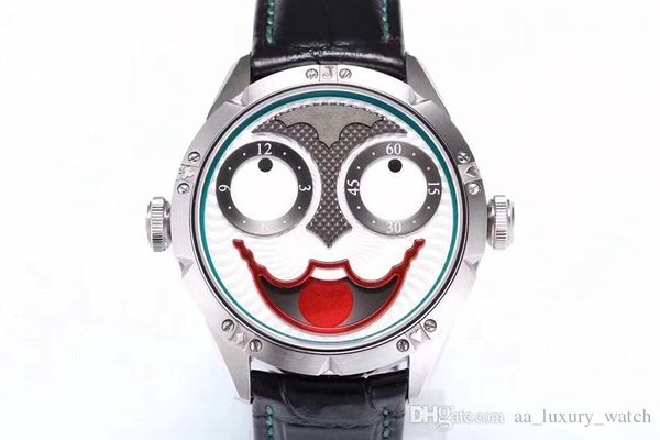 

2018 montre de luxe clown v2 версия, фазы луны 24-часовой дисплей 42 мм функция синхронизации мужские часы автоматические часы дизайнер часы, Slivery;brown