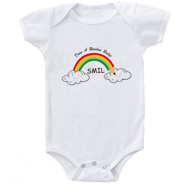 

cute newborn baby body printed rainbow cotton soft baby girl body infantil summer white suit 0-24m