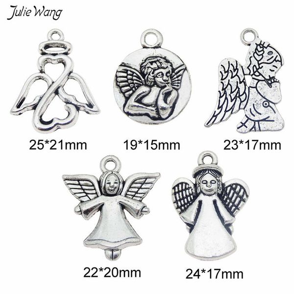 

julie wang 20pcs/pack sweet angel charms randomly send zinc alloy diy cute baby women bracelet necklace pendant accessories, Bronze;silver