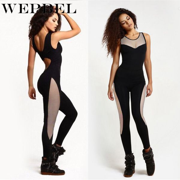 

wepbel тренировки спортивный комбинезон женщины сетки пэчворк эластичный боди сексуальная мода рукавов комбинезон женский комбинезон брюки, Black;white