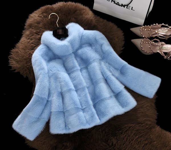 

winter 2019 new large code fur imitation coat collar mink coat women's fur, Black