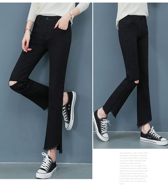 

black the new han edition show irregular tall waist flash nine points slacks, Blue