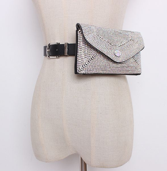 

fashion lady waist pack luxury women diamond belt purse bag bling bling waist bag female leather fanny pack phone pouch