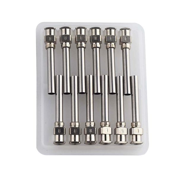 

8g dispensing needle 1" all metal, stainless steel blunt tip luer lock 12 pack
