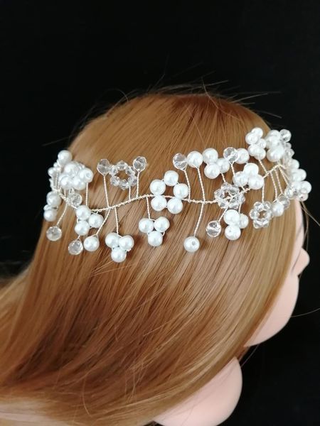 

luxury silver metal korean pearl wedding tiara,superior crystal bridal comb headbands bridesmaid hairwear headdress accessories