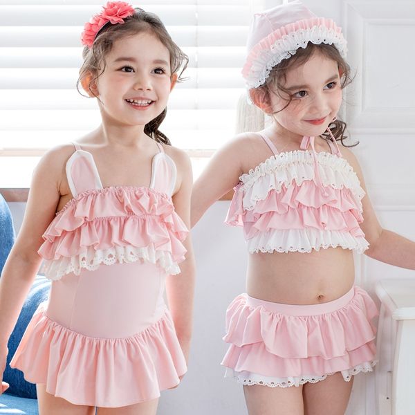 

2020 children's one-piece girl's cute skirt short skirt swim baby's swimsuit pink suit, White;black