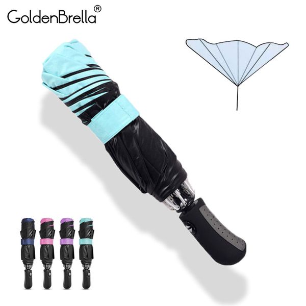 

reverse fully-automatic umbrella rain women men windproof 3folding black coating sun umbrella car business gifts men umbrellas
