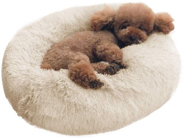 

dog bed cat bed cushion bed faux fur donut cuddler for dog cat joint-relief and improved sleep,machine washable,waterproof bottom