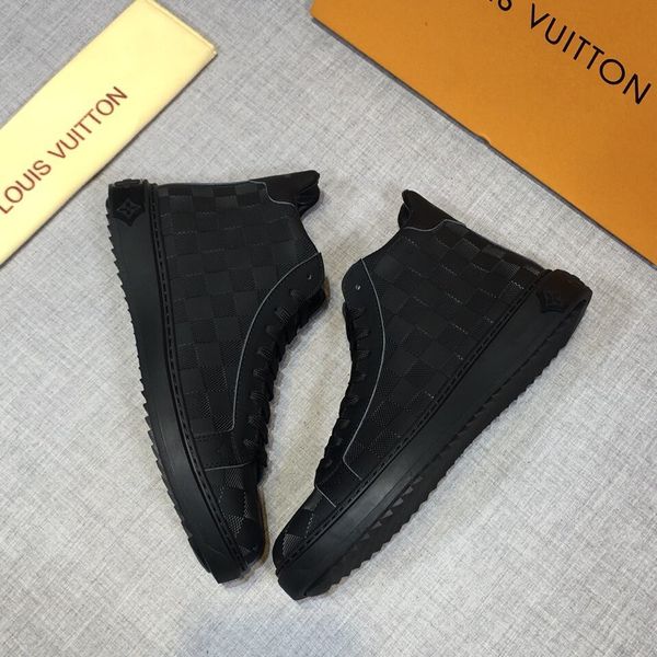 

new style high-end luxury men's casual shoes fashion design brand platform high-men's shoes classic plaid pattern dsfe, Black