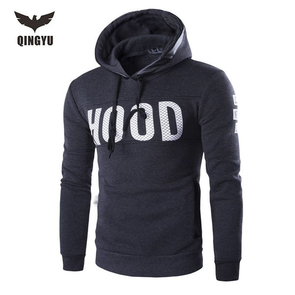 

oletom masculino 2016 autumn slim hoodies men sweatshirt long sleeve pullover hooded sportswear male letters printed tracksuit, Black