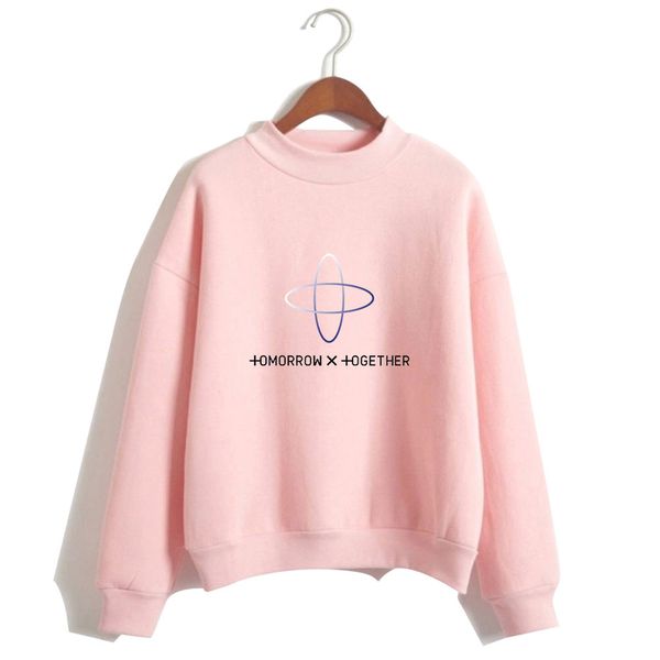 

new kpop bts txt high collar sweatshirt women tomorrow x together hoodies sweatshirts fashion harajuku hoodie oversized, Black