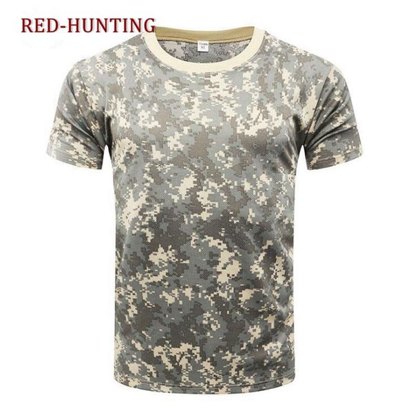 

hunting camouflage t-shirt men breathable army tactical combat t shirt dry sport camo camp tees-acu cp fg, Gray;blue