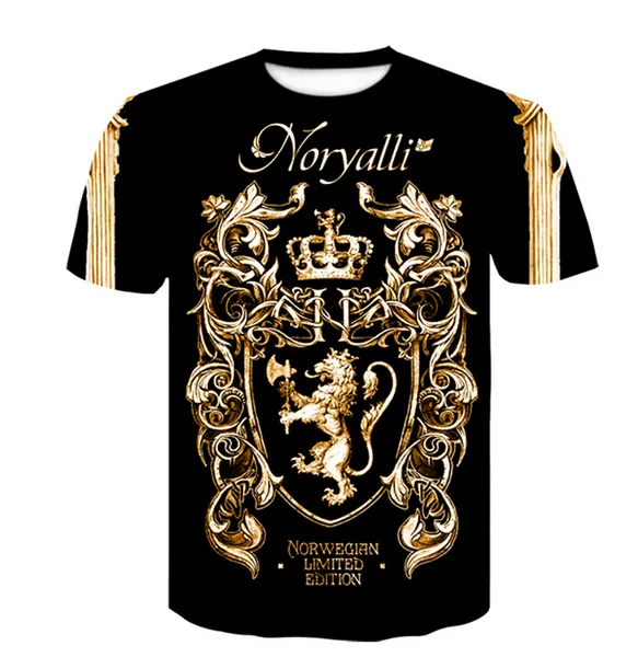 

2019 crown golden statue new summer 3d printing t shirt for men/women vintage luxury royal ftloral shirt clothes camiseta masculina q996, White;black