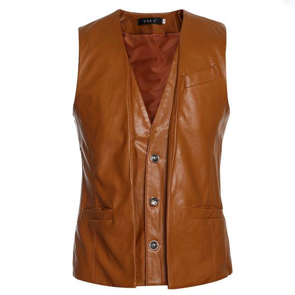 

motorcycle leather vests pu sleeveless jacket autumn spring fashion casual slim cowboy solid waistcoat men outwear clothing y, Black;white