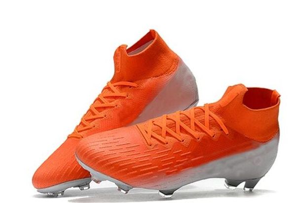 

2020 high white orange transparent studs mercurial superfly v fg leather outdoor shoes men women shoes size 35-45