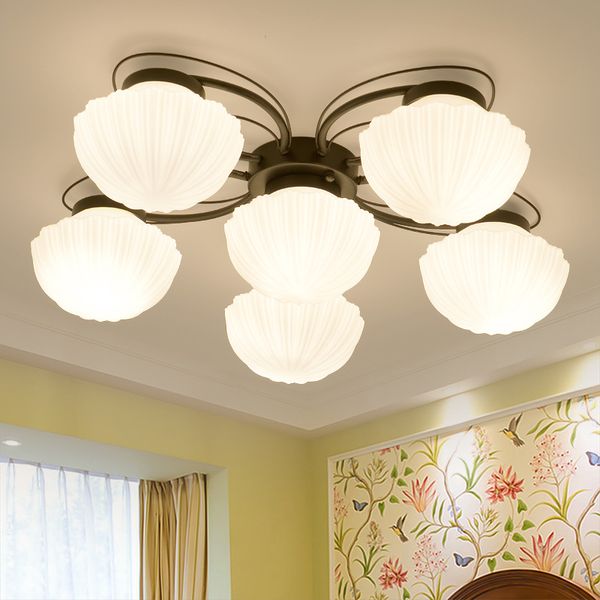 

Vintage Metal Glass shade ceiling lamp fixture bedroom dinning table hanging lamp fitting American chandeliers LED bulb light