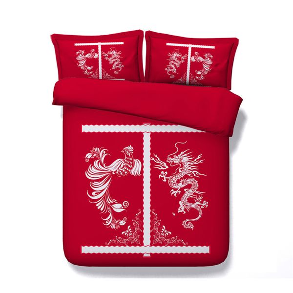 2019 3d Dragon Phoenix Print Duvet Cover With Pillowcase