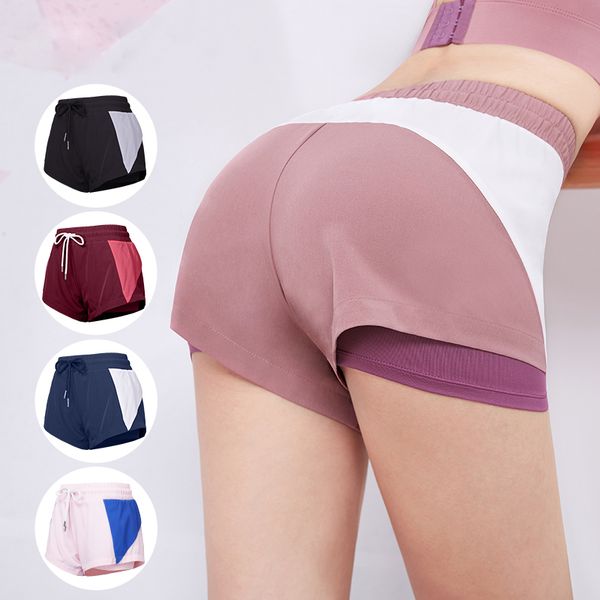 

2019 summer running shorts women 2 in 1 yoga shorts quick dry fitness training with lining ladies cool gym sportswear, Black;blue