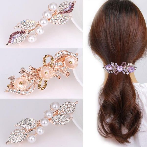 Barrette Argentée ou Dorée en strass de cristal 9 cm Accessoire cheveux Mode