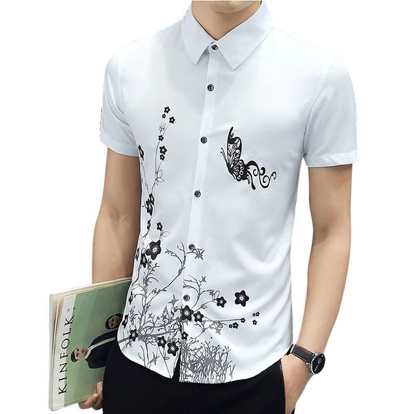 

men shirt fashion pattern men shirt short sleeve casual white black darkblue lightblue
