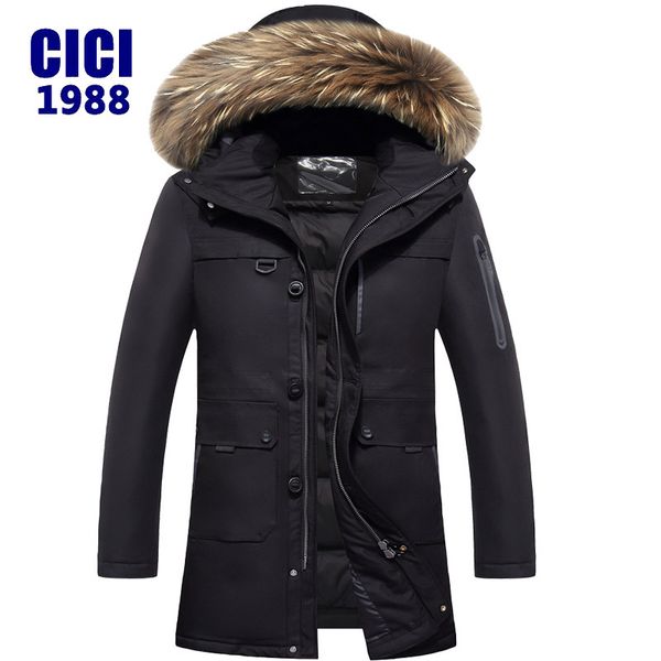 

2016 winter new men's thick down jacket men's warm down jacket and long sections cozy fashion solid color 368, Black