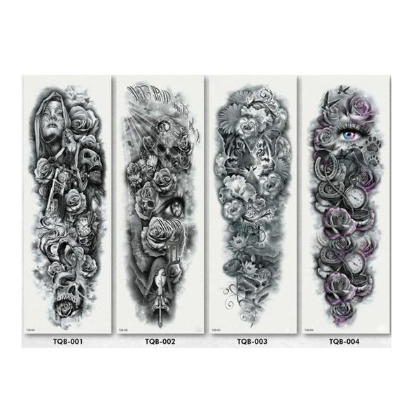Full Flower Temporary Tattoo Sticker Arm Fake Tattoo Sticker Skull Lion Dragon Body Paint Waterproof Transfer Fake Tattoo Sleeve Fake Tattoo Shop Fake