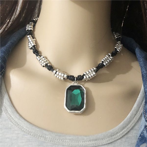 

anslow fashion jewelry vintage retro handmade beads short choker collar necklace for female women braided jewelry low0026an, Golden;silver