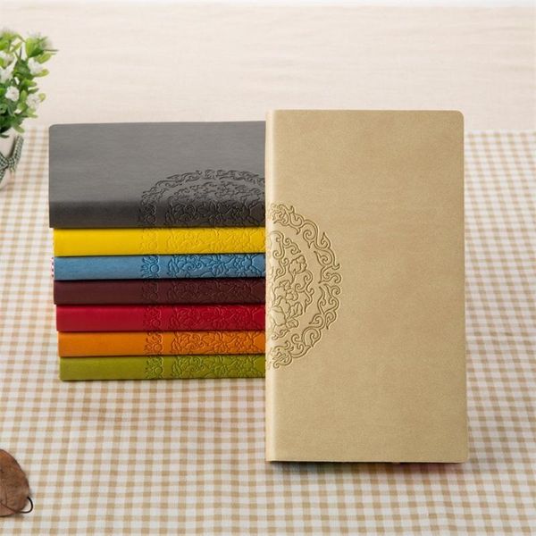 PU Bloco de notas de couro Student Diary Book arco-íris Borda Notebook Kid papelaria presente Multi Color 7nx2 C R