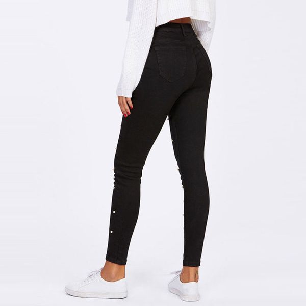 

2019 high waist slim denim jeans casual womens skinny jeans women long pants, Blue