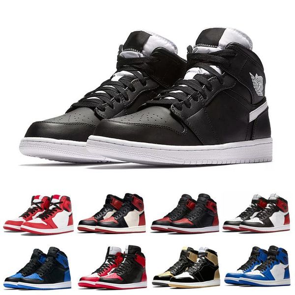 

1s black white basketball shoes mens bred banned bred toe pine green game roya unc chicago sport trainers sneakers 40-47