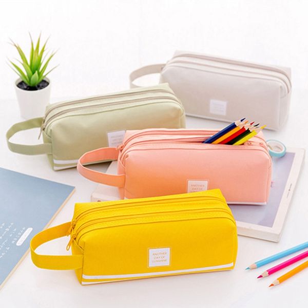 

canvas pencil bag student stationary portable penalties school tools for kids children zipper pencil case school supplies