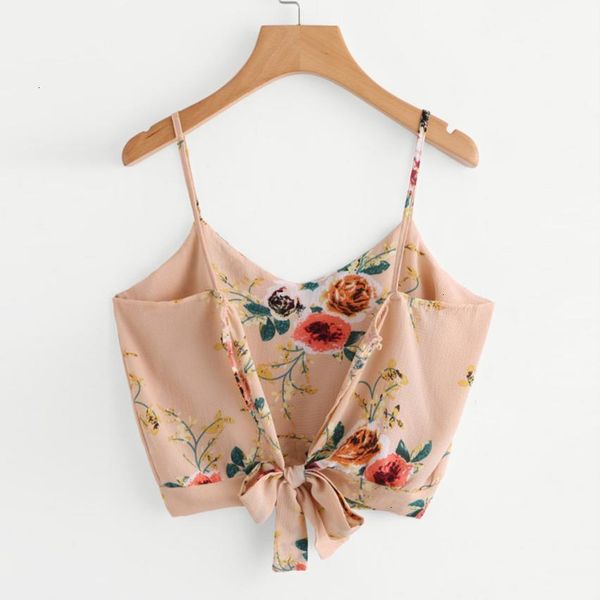 

tank crop camisole v neck floral tank womens self tie back summer cami vest 18jun19, White