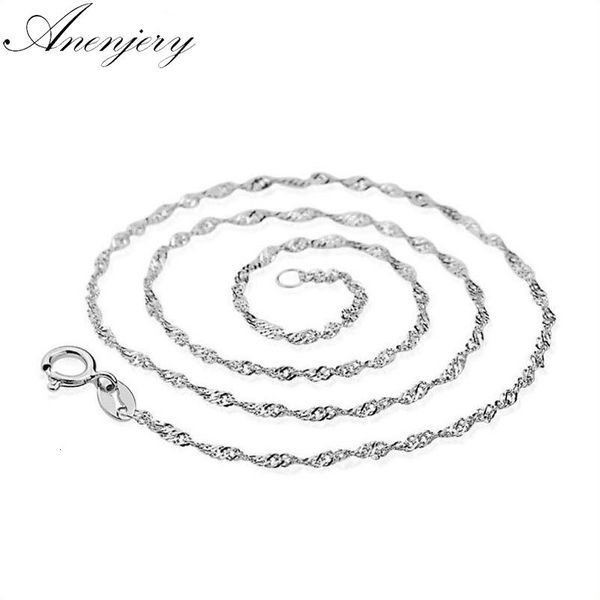 

925 sterling silver water-wave chain necklace women jewelry kolye collares (diameter 1.)
