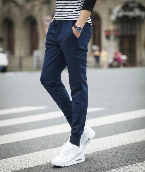 

2018 новый стиль мужские брюки slim fit брюки спортивные брюки корейский стиль спортивные брюки мужские повседневные лодыжки полосатый тренд, White;black