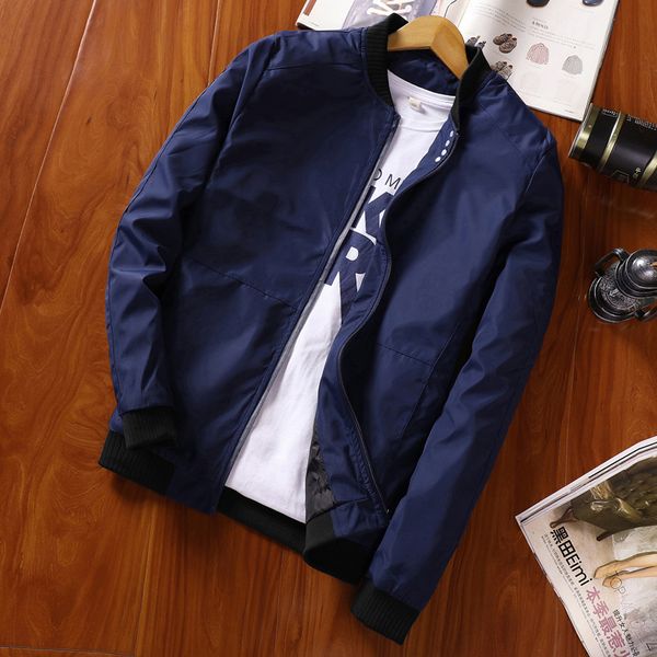 

autumn men's jacket casual solid color slim coat black navy red gray fashion baseball jacket brand clothing m-4xl;ya129, Black;brown
