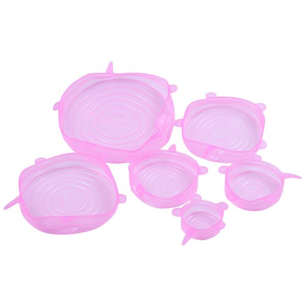 

6pcs silicone stretch lids fresh food wraps bowl cup pot cover seal reusable