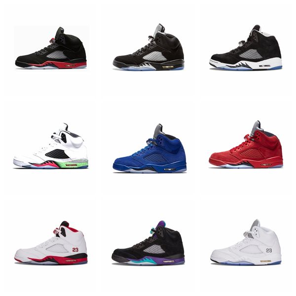 

2019 mens 5 basketball shoes new trophy room x 5s ice blue jsp red camo seme black olympic gold blue suede designer sneakers