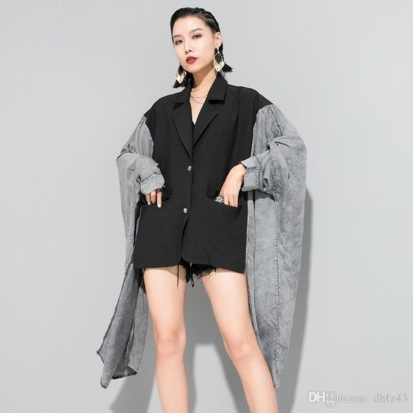 

2020 мода леди одежда бесплатная размер нерегулярные ветровка bf ветер свободные пальто одежда для женщин с рукавами "летучая мышь" женская, Tan;black